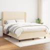 vidaXL Posteľný rám boxspring s matracom krémový 140x200 cm látka - Krémová - 115717-63210