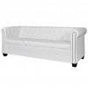 vidaXL 3-miestna pohovka Chesterfield, umelá koža, biela - Biela - 171014-105307