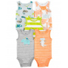 CARTER'S Body bez rukávov Stripes Animals chlapec 5ks NB/ veľ. 56