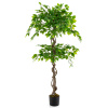 COSTWAY umelá rastlina 150cm, umelý strom Ficus Benjamin, dekoratívna rastlina s dreveným kmeňom a listami zelená