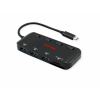 Hub USB 3.2 Gen 1, 4 Port, 3x USB A, čítačka, s vypínačmi, čierny