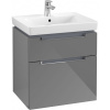 VILLEROY & BOCH Subway 2.0 závesná skrinka pod umývadlo, 2 zásuvky, 587 x 454 x 590 mm, Glossy Grey, A90910FP