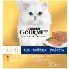 Purina Gourmet Gold paštika pro kočky tuňák, játra, krůta a hovězí 8 x 85 g
