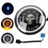 7in motocykel LED Angel Eye reflektor lebka vzor