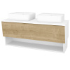 Dreja Umývadlová skrinka INVENCE SZZO 125 (2 umývadlá Joy 3) - L01 Biela vysoký lesk / D26 Ontario