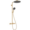 HANSGROHE Raindance Alive S Puro Showerpipe nástenný sprchový systém s termostatom Ecostat Element, horná sprcha 1jet priemer 300 mm, ručná sprcha 3jet, kartáčovaný bronz, 24592140