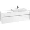 VILLEROY & BOCH Collaro závesná skrinka pod umývadlo na dosku (umývadlo vpravo), 4 zásuvky, s LED osvetlením, 1600 x 500 x 548 mm, Glossy White, C027B0DH