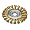Lessmann 473211SM | Rotačná kefa splietaná, jednoradová oceľový drôt pomosadzený, rovný 0,50, priemer 125x14x22,2 mm