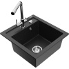 Mexen Vito granitový drez 1-komorový s kuchynskou batériou Duero, čierny/strieborný metalik - 6503-73-671600-00