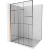 Mexen Kioto L, sprchová zástena Walk-In 80 x 200 cm, 8mm číre sklo čierny vzor, medený matný profil, 800-080-103-65-78