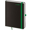 Diár 2026 denný A5 Black Green s putkom na pero