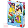 Dino Puzzle 4x54 dílků obrysové Princezny 13x19cm skládačka 4v1 v krabici