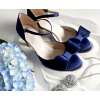Saténové svadobné topánky s mašľou granátovo modré Veľkosť obuvi: 34