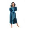 Dámský dlouhý savý župan s kapucí TAMPA duo petrolejová - L
