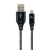 GEMBIRD Kabel USB 2.0 AM na MicroUSB (AM/BM), 2m, opletený, černo-bílý, blister, PREMIUM QUALITY CC-USB2B-AMmBM-2M-BW