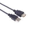 Kabel PremiumCord USB 2.0 A-A M/F 3m, prodlužovací, černý