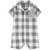 CARTERS CARTER'S Overal letný krátky rukáv Grey Gingham chlapec NB