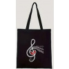 Čierna plátená taška s potlačou husľový kľúč