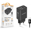 Chytrá síťová nabíječka ALIGATOR 2,4A, 2xUSB, smart IC, černá, USB-C kabel CHA0042