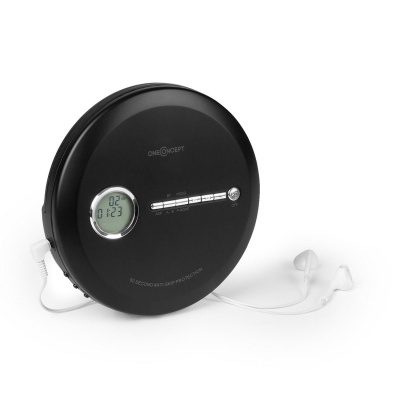 OneConcept CDC 100MP3 Discman Disc-Player, LCD ASP, zosilňovač basov, 2x1,5V; čierna farba (MG3-CDC-100MP3 TN)