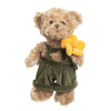 Plyšový medvedík Romantic Teddy v zelených kraťasoch 1 ks, 25 cm - S žlutou květinou