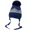 Dvojvrstvová zimná čiapka s brmbolcom na zaväzovanie, Baby Nellys - granát, veľ. 42-44 cm, 68/74 (6-9m)