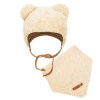 Zimná dojčenská čiapočka so šatkou na krk New Baby Teddy bear béžová - 86 (12-18m)