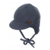 STERNTALER Čiapka so šiltom zaväzovacia s podšívkou blue melange chlapec veľ. 49 cm- 12-18 m
