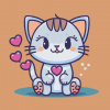 Vymalujsisam.sk Maľovanie podľa čísiel - Zamilovaná mačička Veľkosť: 50x50cm, Rám: Bez rámu, iba zrolované plátno
