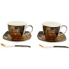 HOME ELEMENTS Porcelánová šálka a podšálka 2 x 250 ml, Klimt Bozk, tmavý