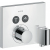 AXOR ShowerSelect termostat s podomietkovou inštaláciou, hranatá rozeta, pre 2 spotrebiče, s prípojkou hadice a držiakom, chróm, 36712000