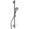 HANSA Basicjet sprchová súprava, ručná sprcha priemer 95 mm 3jet, 92 cm sprchová tyč s poličkou na mydlo a sprchová hadica 175 cm, matná čierna, 4467013333