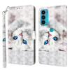 Peňaženkové kožené puzdro 3D Painted na Motorola Moto E20 / E30 / E40 - Reflection White Cat