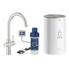 Grohe Red - Drezová batéria Duo s ohrevom vody a filtráciou, zásobník M, supersteel 30083D GRO 30083DC1