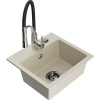 Mexen Milo, 1-komorový granitový drez 435x410x171 mm a drezová batéria Aster, béžová, 6505-69-73450-07-B