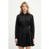 Šaty s prímesou ľanu Marciano Guess GRETA čierna farba, mini, áčkový strih, 5GGK36 7316A 5GGK36.7316A 38