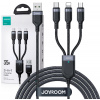 Joyroom 3-v-1 USB-A / USB-C micro-USB Lightning kábel S-1T3018A18 120cm 2,4A opletený čierny