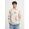 Bavlnená košeľa Desigual IKAT pánska, béžová farba, regular, s klasickým golierom, 25SMCW14 XL