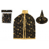 Teddies Klobouk čarodějnický + plášť pro děti - průměr 38 cm - černo-zlatá