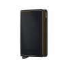 Kožené puzdro na karty SECRID Slimwallet Matte Black Ochre čierna so žltým prešívaním