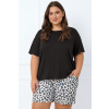 Italian Fashion Dámske pyžamo s krátkym rukávom Savanna - viskóza Ecru-čierná 2XL