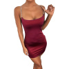 Sexy šaty mini lesklé bordová - TARA1 Veľkosť: M