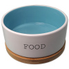 Miska DOG FANTASY keramická bílo-modrá FOOD s podtáckem 16 x 6,5 cm 850 ml