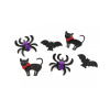 Filcová mačka, netopier a pavúk s glitrami, Halloween - 6 ks mix variant