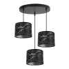 Light Home Závesné svietidlo Werona 3, 3x čierne textilné tienidlo so vzorom, o, s