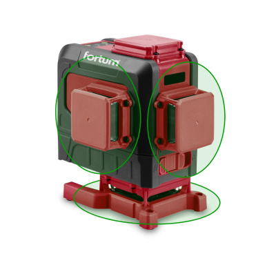 FORTUM Vodováha laser. samonivelačná, 3D, zelený laser, max. 30m / +-0,3mm/m, 5,2Ah Li-ion 4780216