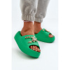 Dámske zelené šľapky na platforme, BG177 GREEN__32650-36/37 36/37