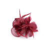 Fascinátor / brošňa kvet s perím - bordó sv.