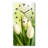 Nástenné sklenené hodiny Biele tulipány 30x60 cm