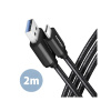 AXAGON BUCM3-AM20AB, SPEED kabel USB-C USB-A, 2m, USB 3.2 Gen 1, 3A, ALU, oplet, černý (BUCM3-AM20AB)